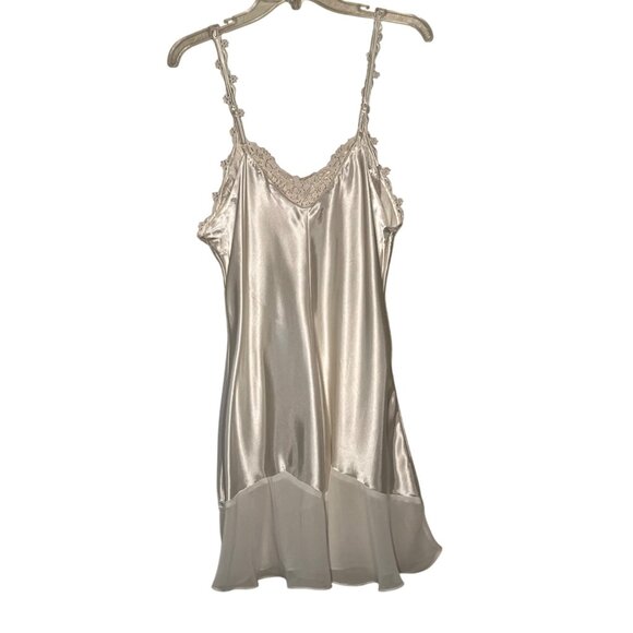 VTG L GLAMOROUS BLOSSOM INTIMATES White Satin Lace Chemise Nightgown Feminine - Picture 2 of 16
